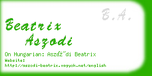 beatrix aszodi business card